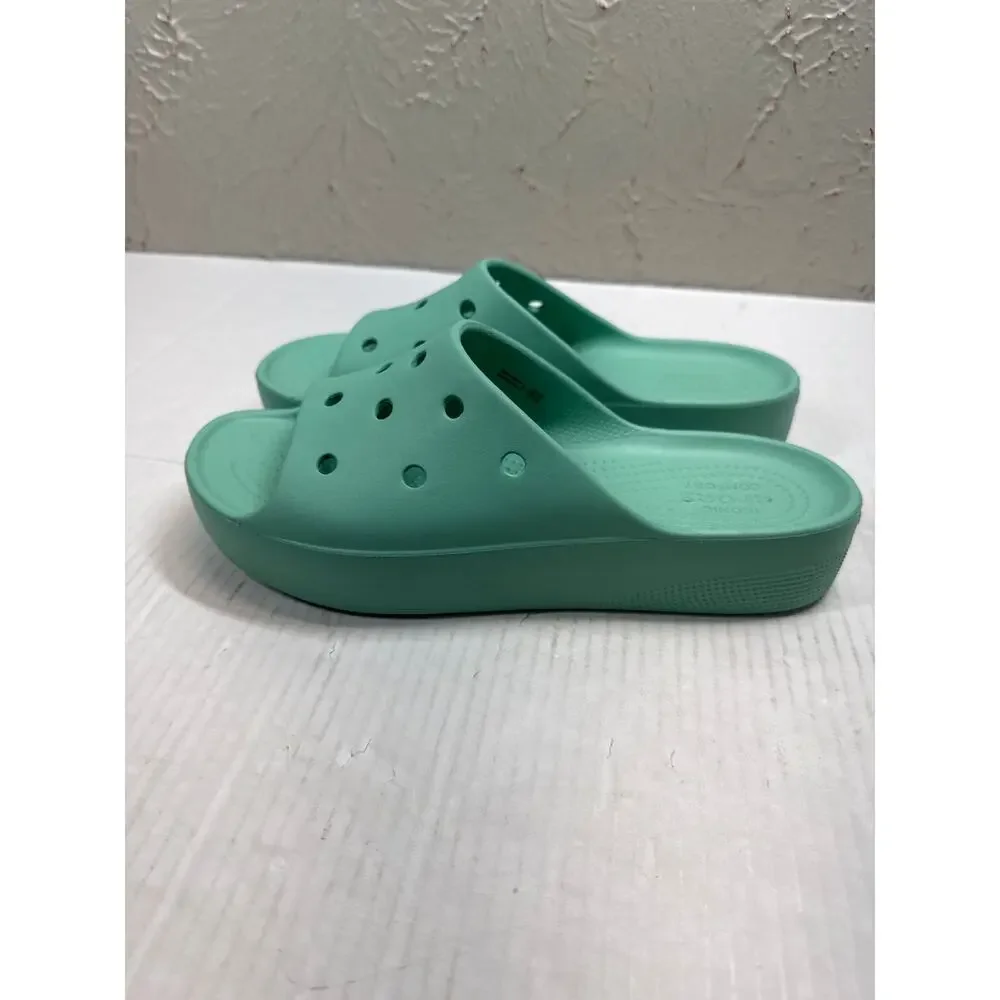 Crocs Classic Womens Platform‎ Slide Sandal Foam Green Size 9